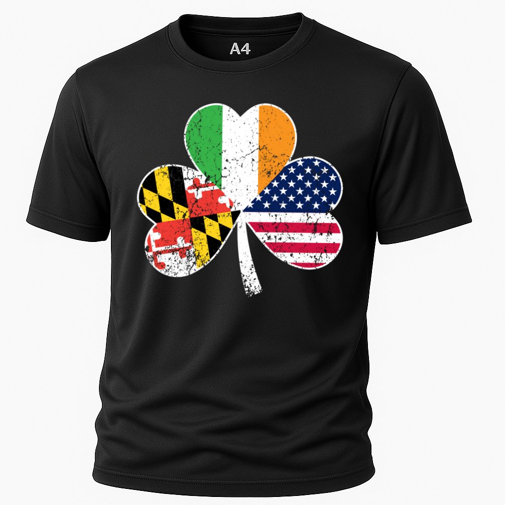 Maryland Native Irish American Flag Shamrock St Patricks Day Cute Gift Cooling Performance Crew T-Shirt