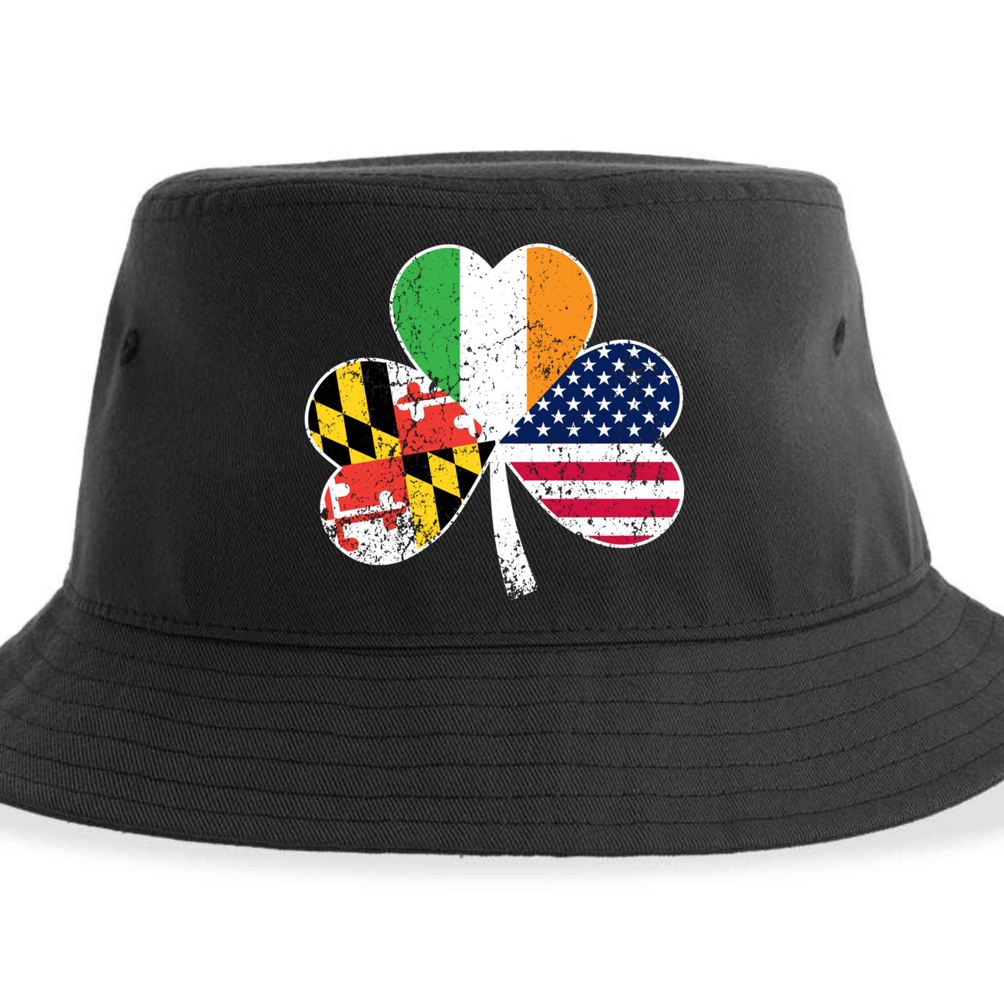 Maryland Native Irish American Flag Shamrock St Patricks Day Cute Gift Sustainable Bucket Hat