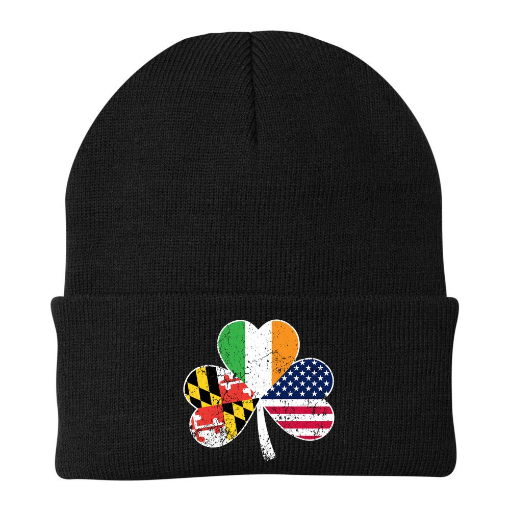 Maryland Native Irish American Flag Shamrock St Patricks Day Cute Gift Beanie