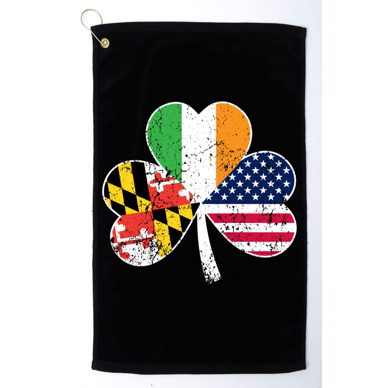 Maryland Native Irish American Flag Shamrock St Patricks Day Cute Gift Golf Towel
