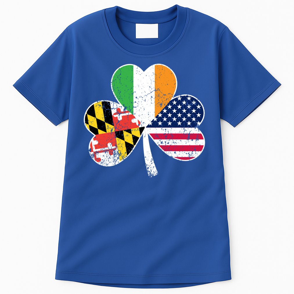 Maryland Native Irish American Flag Shamrock St Patricks Day Cute Gift Tall T-Shirt
