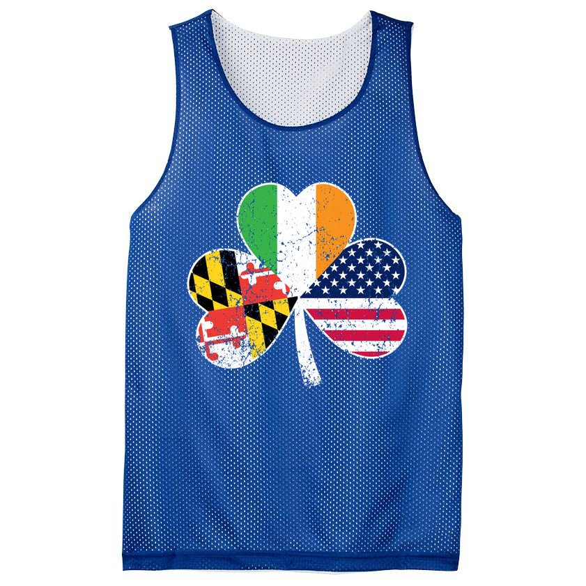 Maryland Native Irish American Flag Shamrock St Patricks Day Cute Gift Mesh Reversible Basketball Jersey Tank
