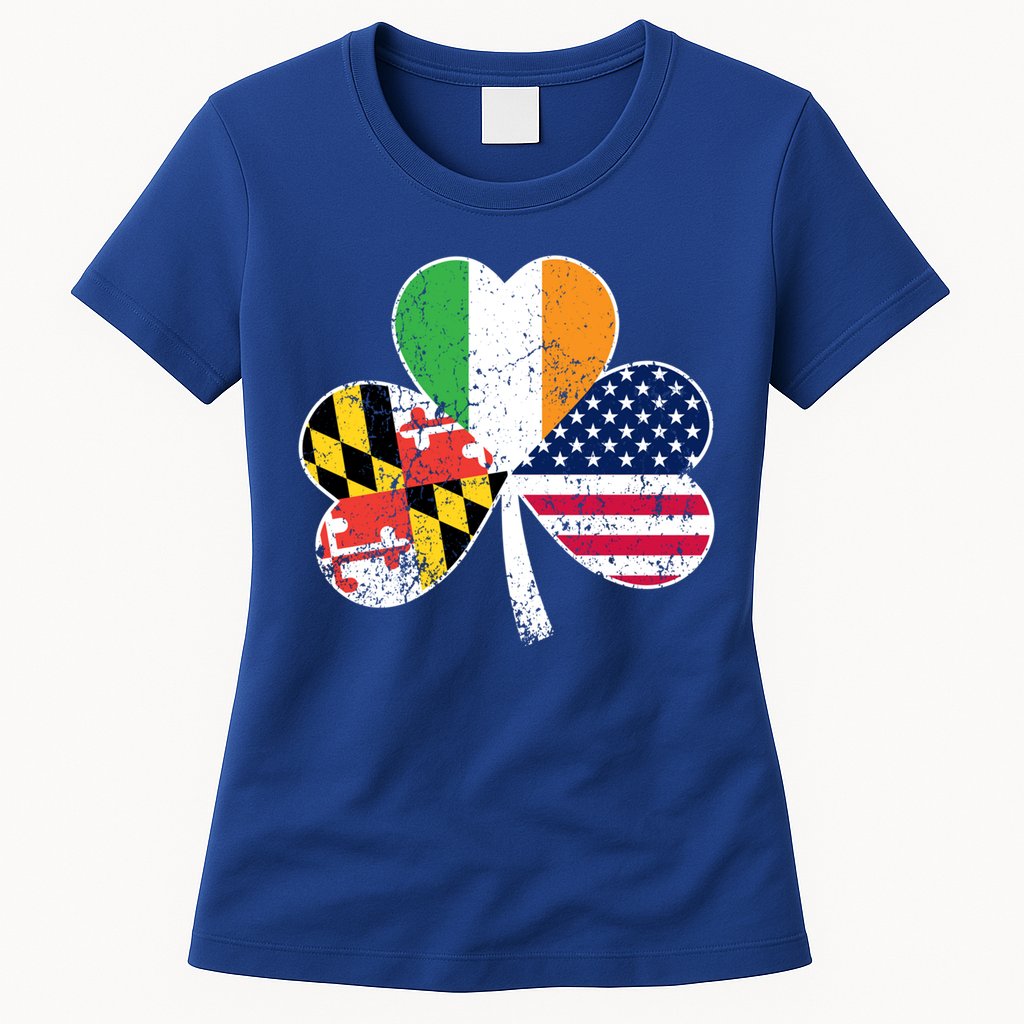 Maryland Native Irish American Flag Shamrock St Patricks Day Cute Gift Womens T-Shirt