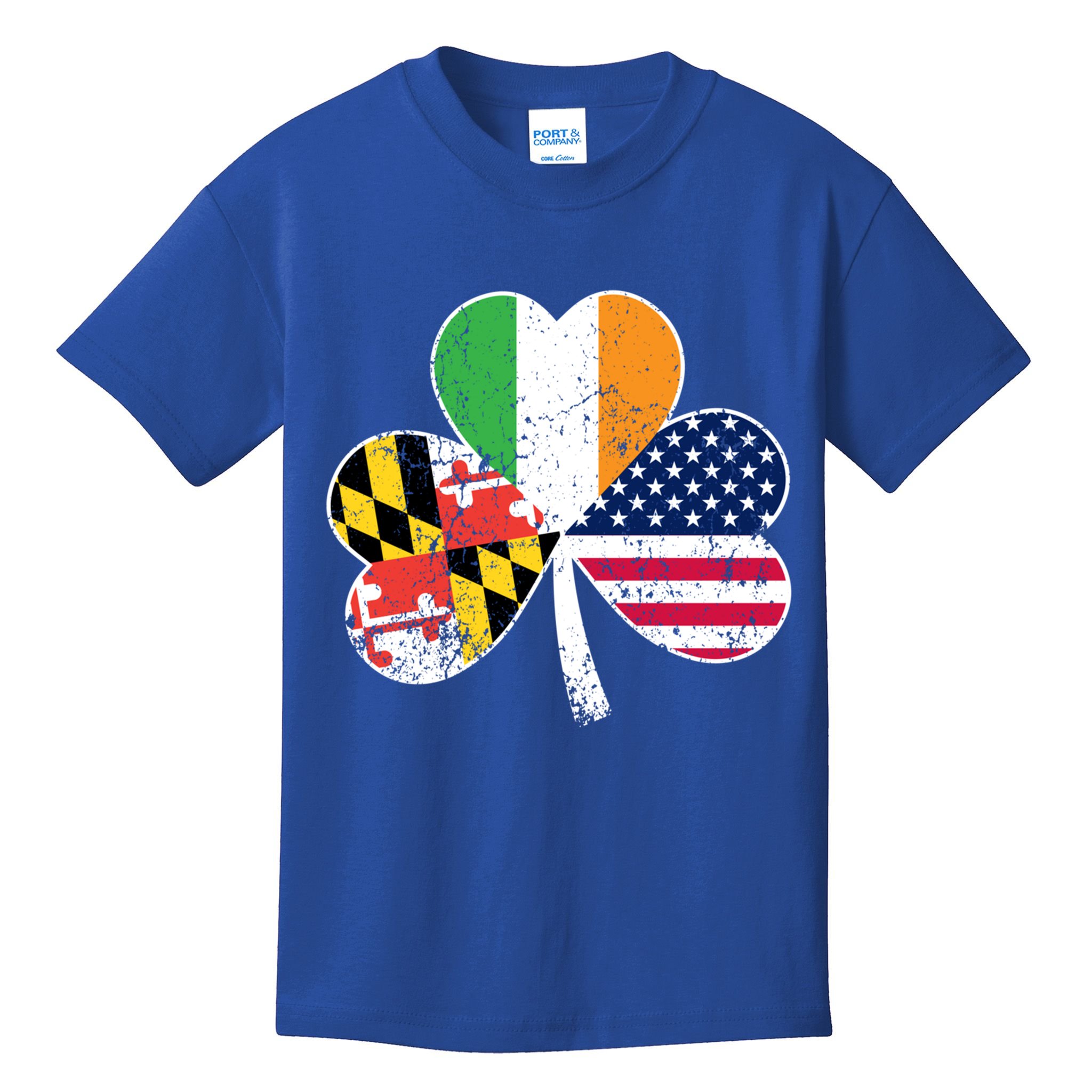 Maryland Native Irish American Flag Shamrock St Patricks Day Cute Gift Kids T-Shirt