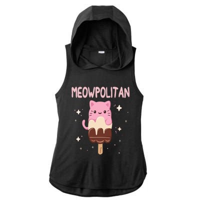 Meowpolitan Neapolitan Ice Cream Cute Gift Ladies PosiCharge Tri-Blend Wicking Draft Hoodie Tank