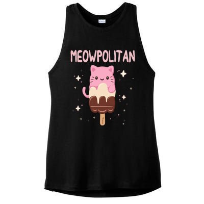 Meowpolitan Neapolitan Ice Cream Cute Gift Ladies PosiCharge Tri-Blend Wicking Tank