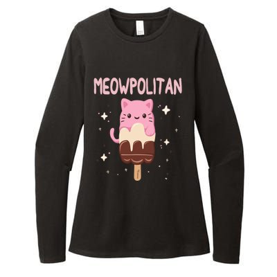 Meowpolitan Neapolitan Ice Cream Cute Gift Womens CVC Long Sleeve Shirt