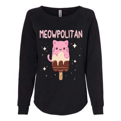 Meowpolitan Neapolitan Ice Cream Cute Gift Womens California Wash Sweatshirt