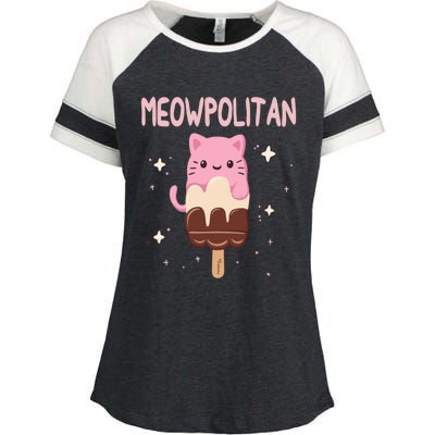 Meowpolitan Neapolitan Ice Cream Cute Gift Enza Ladies Jersey Colorblock Tee