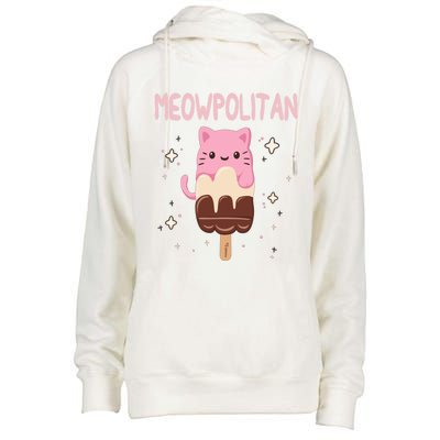 Meowpolitan Neapolitan Ice Cream Cute Gift Womens Funnel Neck Pullover Hood