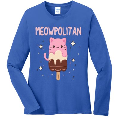 Meowpolitan Neapolitan Ice Cream Cute Gift Ladies Long Sleeve Shirt