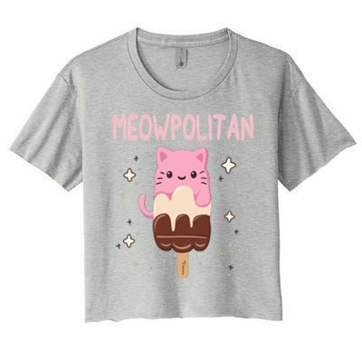 Meowpolitan Neapolitan Ice Cream Cute Gift Women's Crop Top Tee