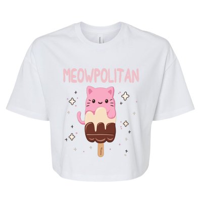 Meowpolitan Neapolitan Ice Cream Cute Gift Bella+Canvas Jersey Crop Tee