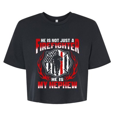 My Nephew Is A Firefighter Hero Proud Fire Aunt Uncle Gifts Bella+Canvas Jersey Crop Tee