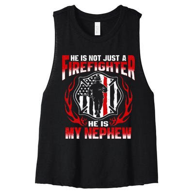 My Nephew Is A Firefighter Hero Proud Fire Aunt Uncle Gifts Women's Racerback Cropped Tank