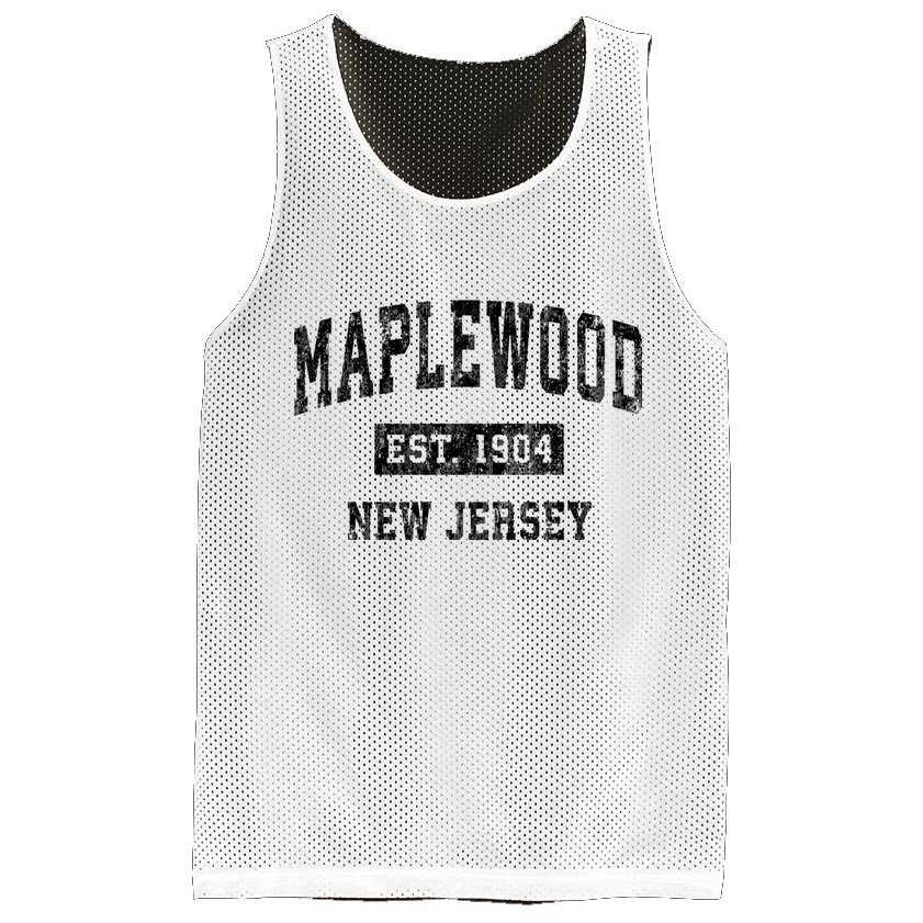 Maplewood New Jersey Nj Vintage Established Sports Design Mesh Reversible Basketball Jersey Tank