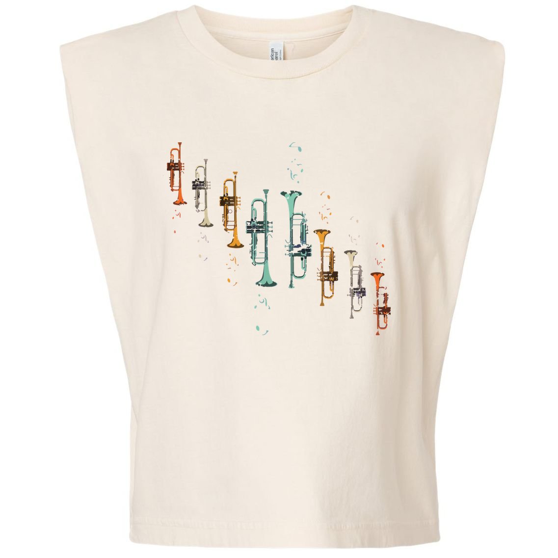 Music Notes Jazz Musician Trumpeter Gift Trumpet Garment-Dyed Women's Muscle Tee