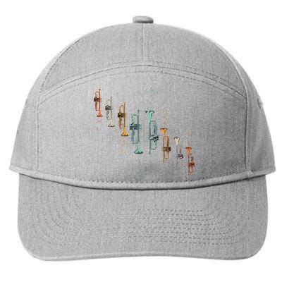 Music Notes Jazz Musician Trumpeter Gift Trumpet 7-Panel Snapback Hat