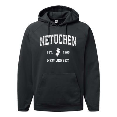 Metuchen New Jersey Nj Vintage Athletic Sports Performance Fleece Hoodie