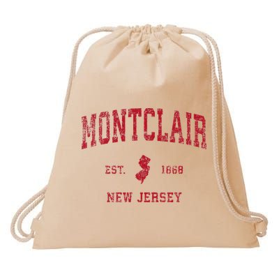 Montclair New Jersey Nj Vintage Sports Design Red Print Drawstring Bag