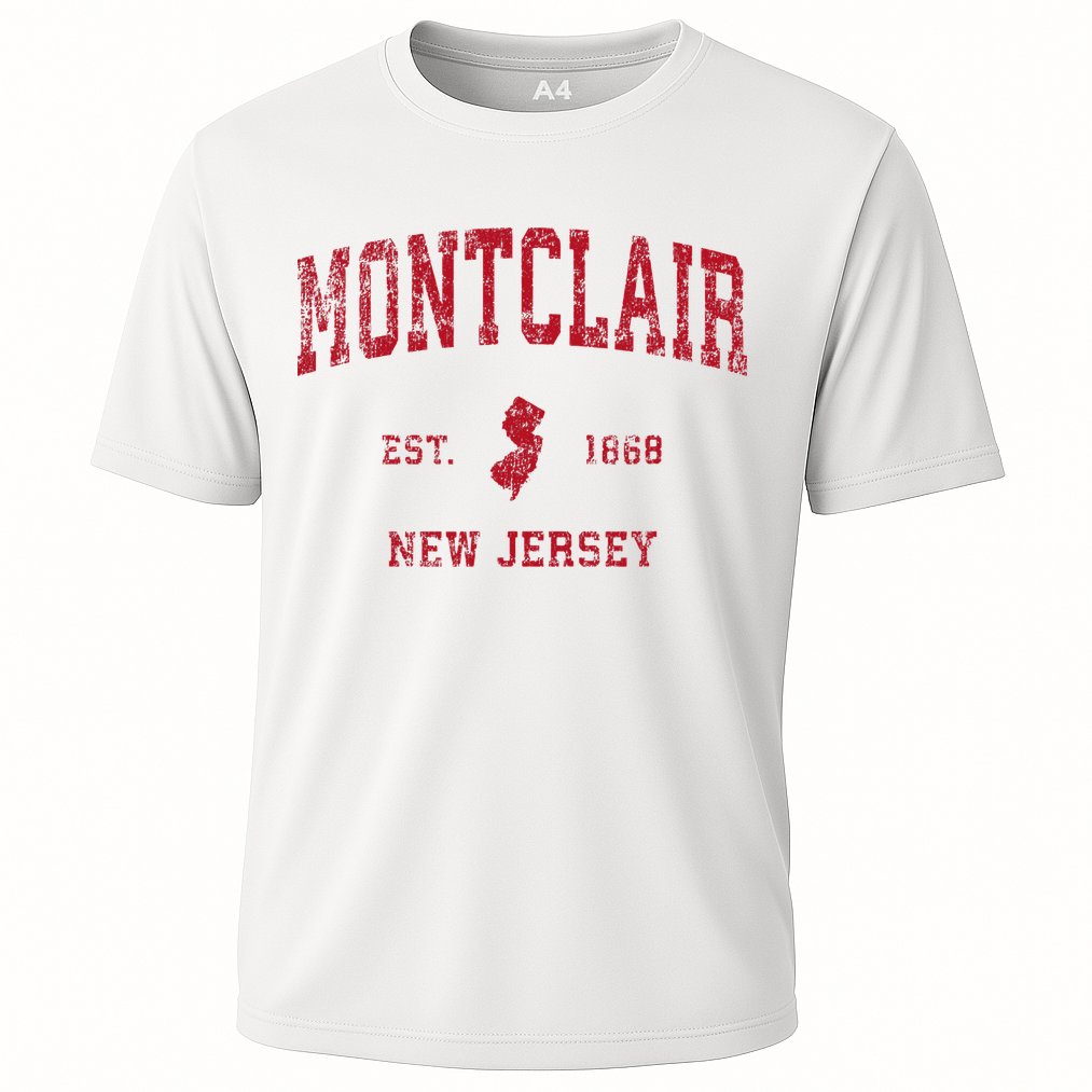 Montclair New Jersey Nj Vintage Sports Design Red Print Cooling Performance Crew T-Shirt