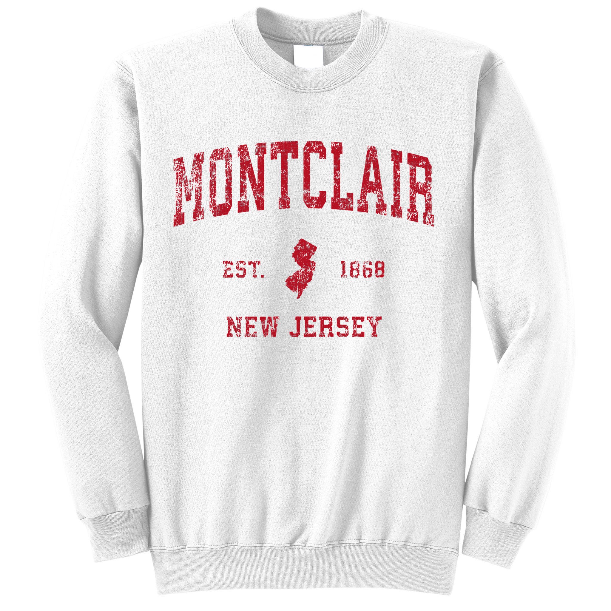 Montclair New Jersey Nj Vintage Sports Design Red Print Sweatshirt