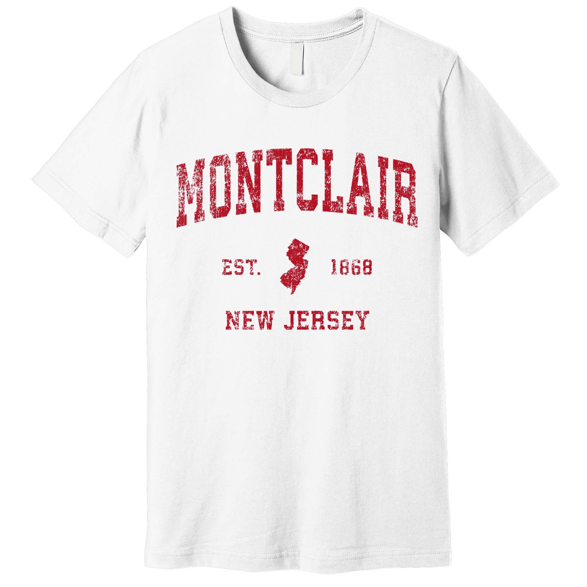 Montclair New Jersey Nj Vintage Sports Design Red Print Premium T-Shirt