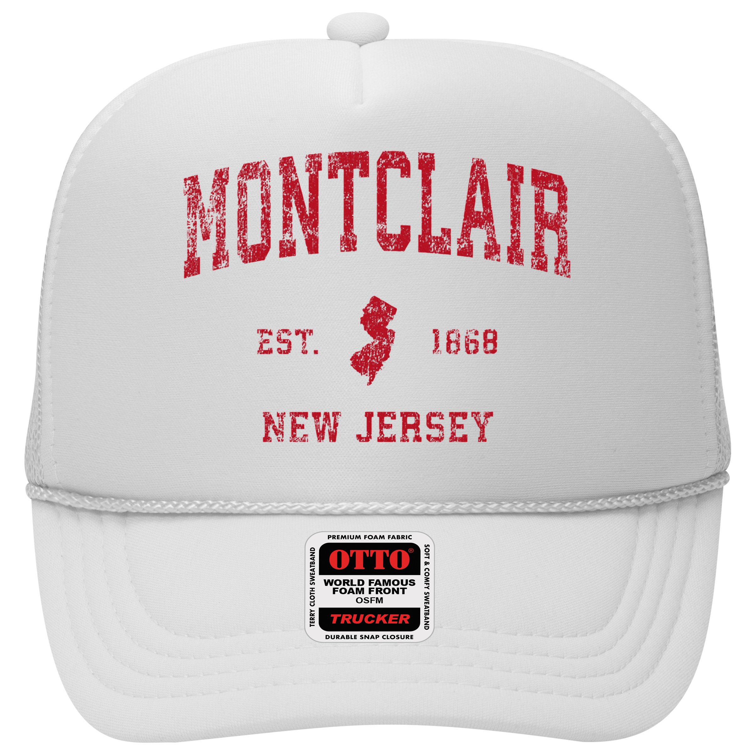 Montclair New Jersey Nj Vintage Sports Design Red Print Hat