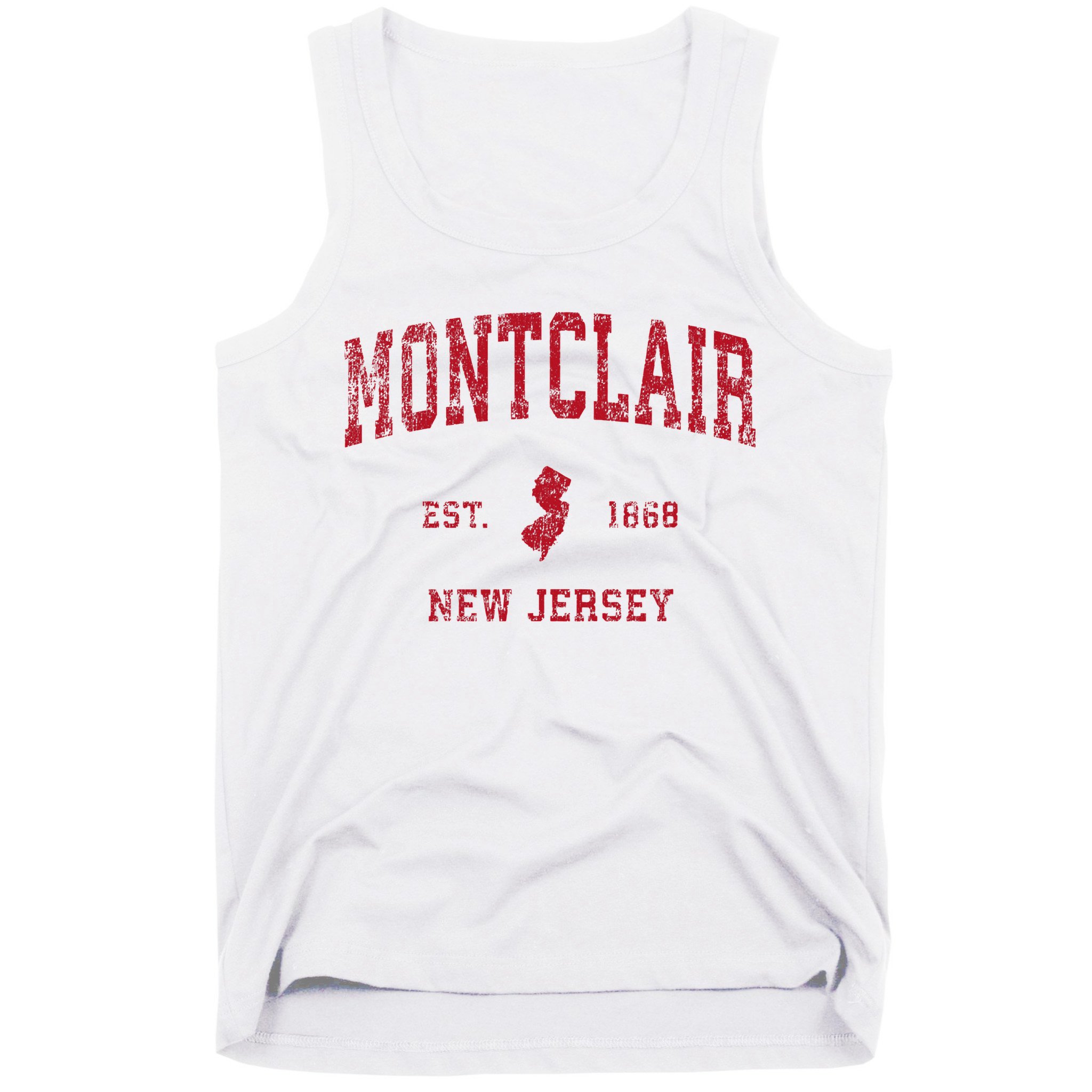 Montclair New Jersey Nj Vintage Sports Design Red Print Tank Top