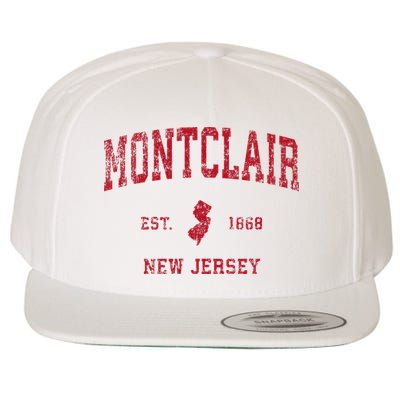 Montclair New Jersey Nj Vintage Sports Design Red Print Wool Snapback Cap