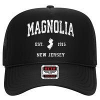 Magnolia New Jersey Nj Vintage Athletic Sports High Crown Mesh Back Trucker Hat