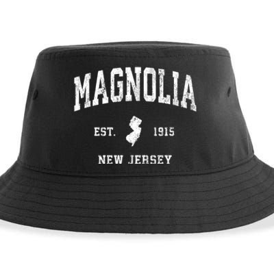 Magnolia New Jersey Nj Vintage Athletic Sports Sustainable Bucket Hat