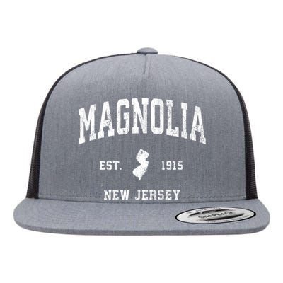 Magnolia New Jersey Nj Vintage Athletic Sports Flat Bill Trucker Hat