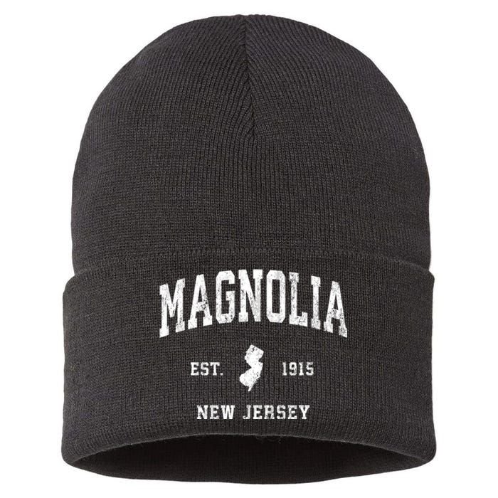 Magnolia New Jersey Nj Vintage Athletic Sports Sustainable Knit Beanie