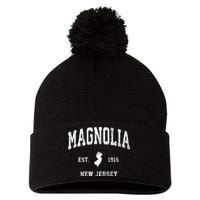 Magnolia New Jersey Nj Vintage Athletic Sports Pom Pom 12in Knit Beanie