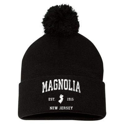 Magnolia New Jersey Nj Vintage Athletic Sports Pom Pom 12in Knit Beanie