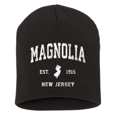 Magnolia New Jersey Nj Vintage Athletic Sports Short Acrylic Beanie