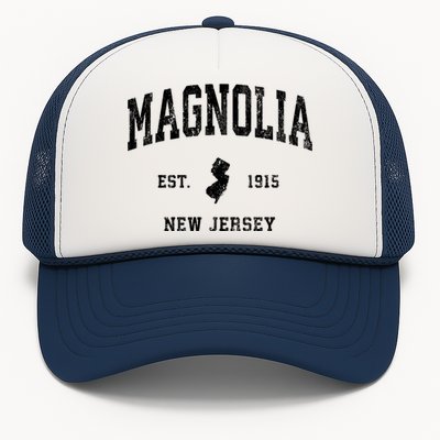 Magnolia New Jersey Nj Vintage Athletic Sports Trucker Hat