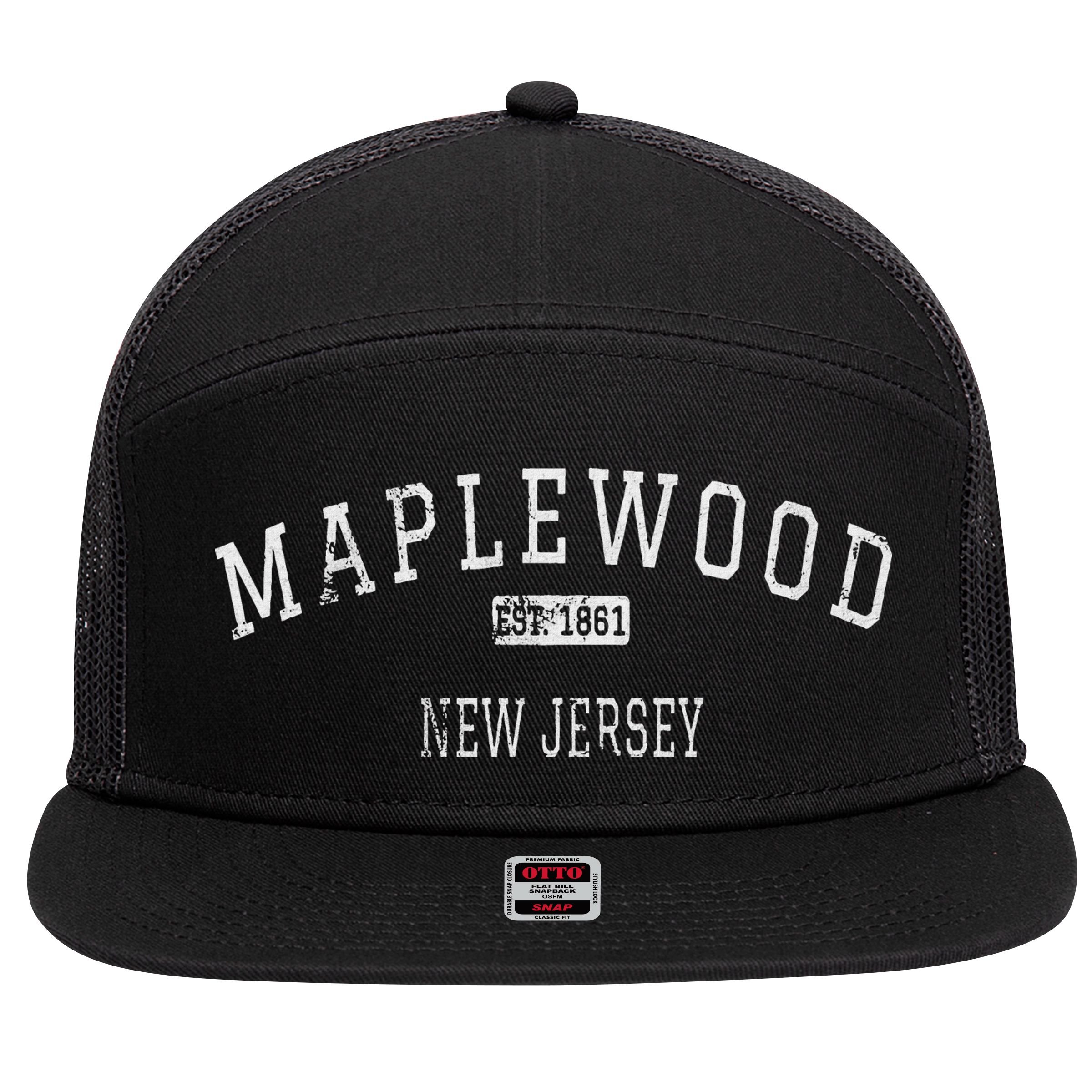 Maplewood New Jersey Nj Vintage 7 Panel Mesh Trucker Snapback Hat