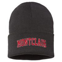 Montclair New Jersey Nj Vintage Sports Design Red Design Sustainable Knit Beanie