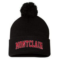 Montclair New Jersey Nj Vintage Sports Design Red Design Pom Pom 12in Knit Beanie