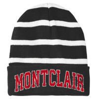 Montclair New Jersey Nj Vintage Sports Design Red Design Striped Beanie with Solid Band