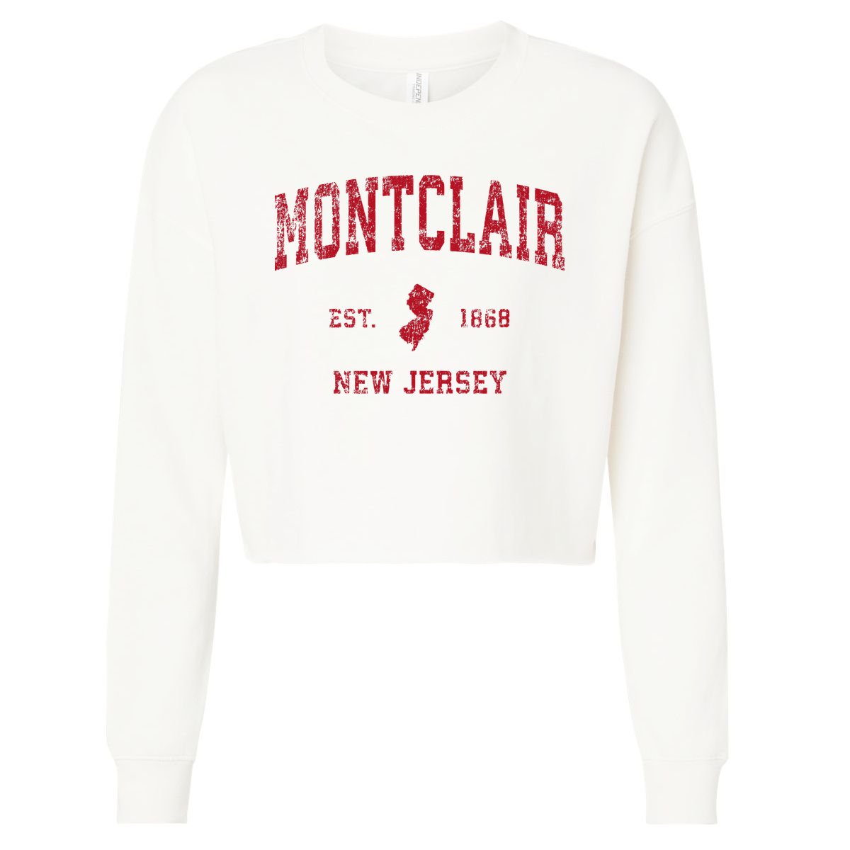 Montclair New Jersey Nj Vintage Sports Design Cropped Pullover Crew