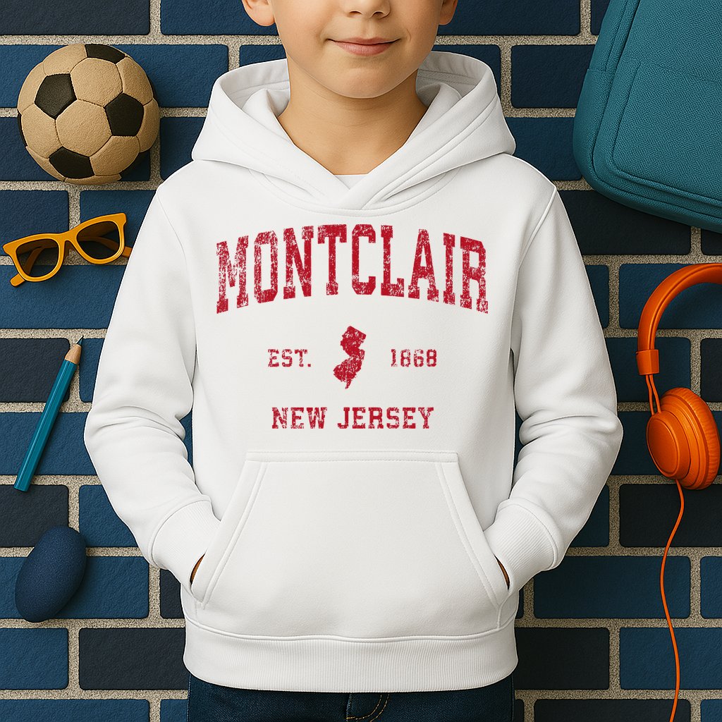 Montclair New Jersey Nj Vintage Sports Design Kids Hoodie