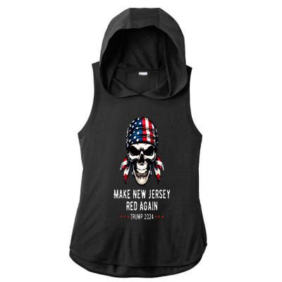 Make New Jersey Red Again Skull Republican Trump 2024 Ladies PosiCharge Tri-Blend Wicking Draft Hoodie Tank