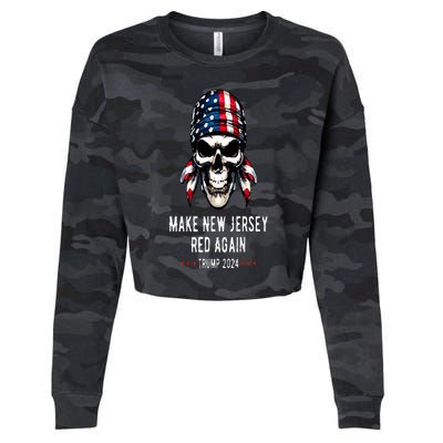 Make New Jersey Red Again Skull Republican Trump 2024 Cropped Pullover Crew