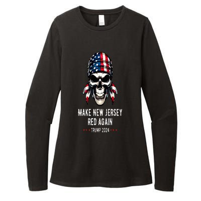 Make New Jersey Red Again Skull Republican Trump 2024 Womens CVC Long Sleeve Shirt