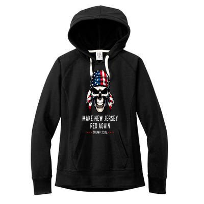 Make New Jersey Red Again Skull Republican Trump 2024 Women's Fleece Hoodie