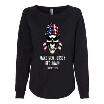 Make New Jersey Red Again Skull Republican Trump 2024 Womens California Wash Sweatshirt