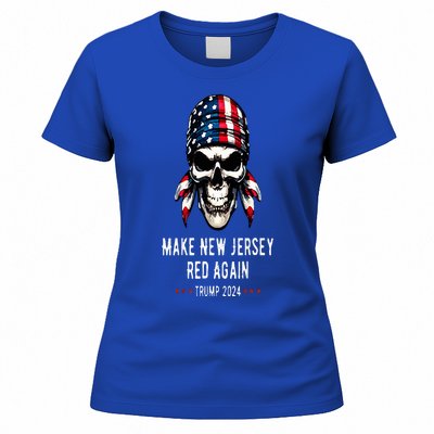 Make New Jersey Red Again Skull Republican Trump 2024 Women's T-Shirt